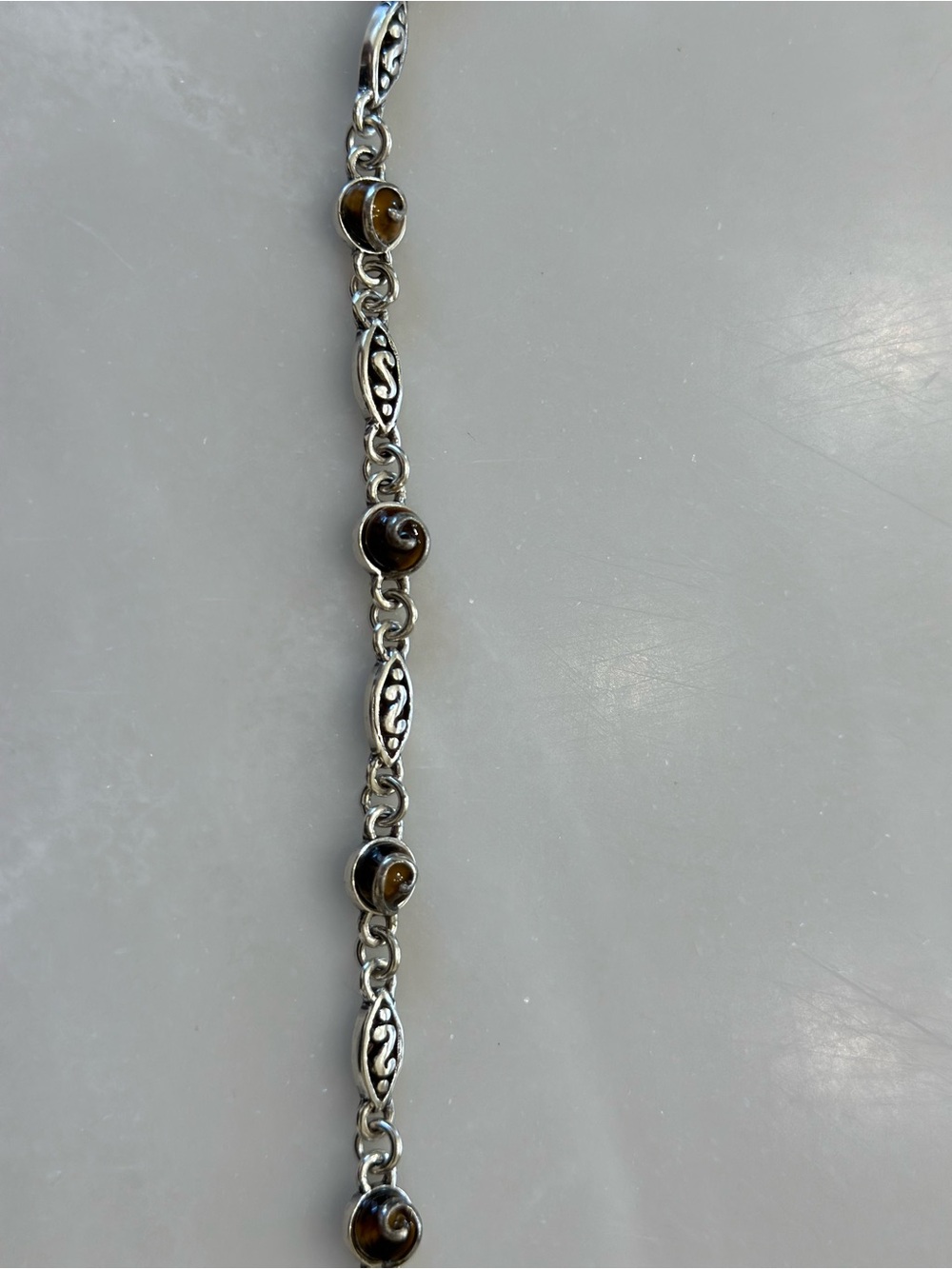Brighton Silver, Brown Tiger's Eye Charm Bracelet - Picture 11 of 13